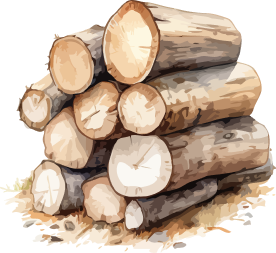 Stacked firewood logs on ground